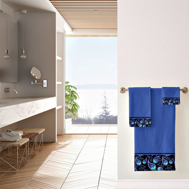 Blue and teal paisley bath towel set (Creator Uploaded)