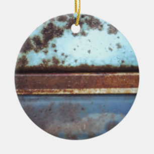 Blue and teal rusty truck close-up ceramic ornament