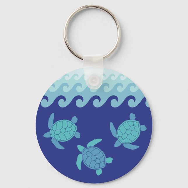 Blue and Teal Sea Turtle Keychain (Front)