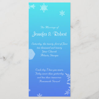 Blue and Teal Snowflake Posh Wedding Program