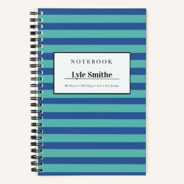 Blue And Teal Striped Personalized Notebook