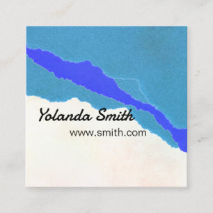 blue and teal torn paper abstract art square business card