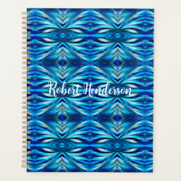 Blue and Teal Wavy Modern Abstract Planner