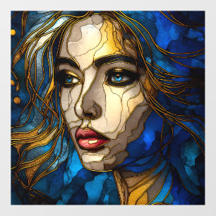 Blue And The Golden Elegance - AI on The Rise Wall Decal