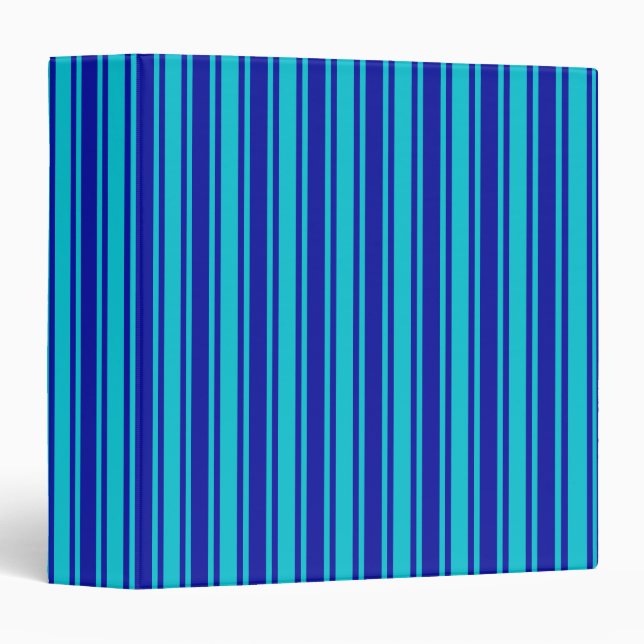 Blue and turquoise candy stripes 3 ring binder (Front/Spine)
