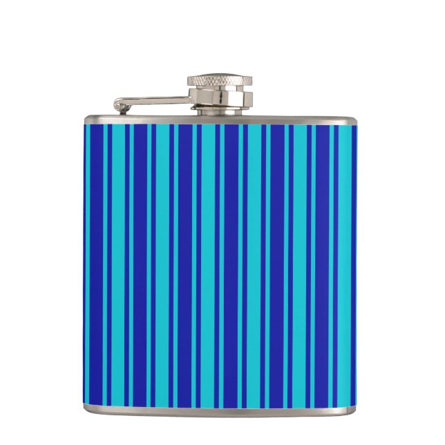 Blue and turquoise candy stripes flask (Front)