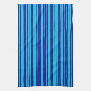 Blue and turquoise candy stripes kitchen towel