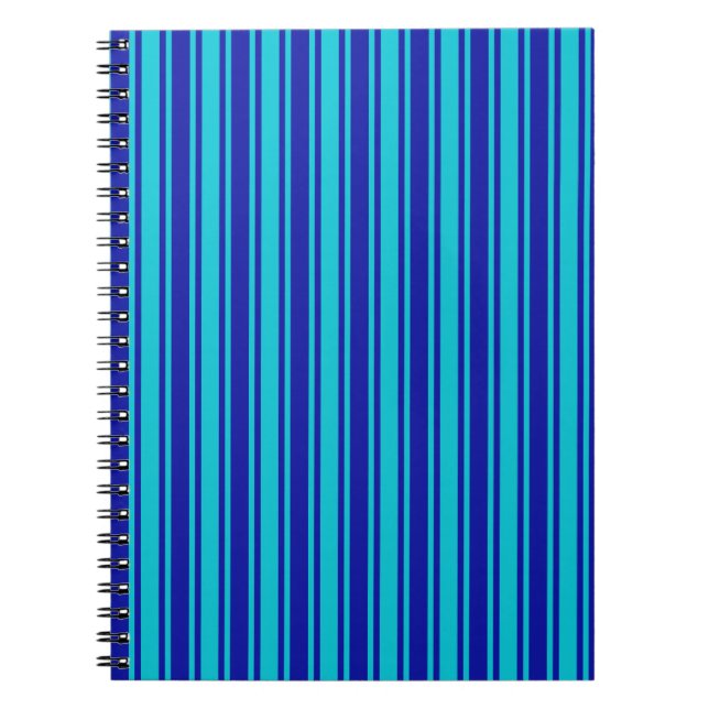 Blue and turquoise candy stripes notebook (Front)