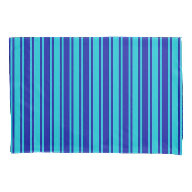 Blue and turquoise candy stripes pillow case (Front)