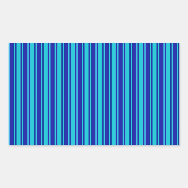 Blue and turquoise candy stripes rectangular sticker (Front)