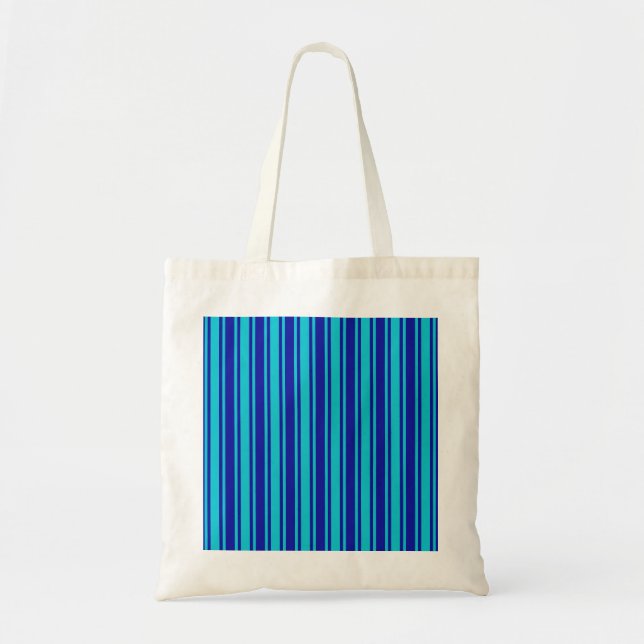 Blue and turquoise candy stripes tote bag (Front)