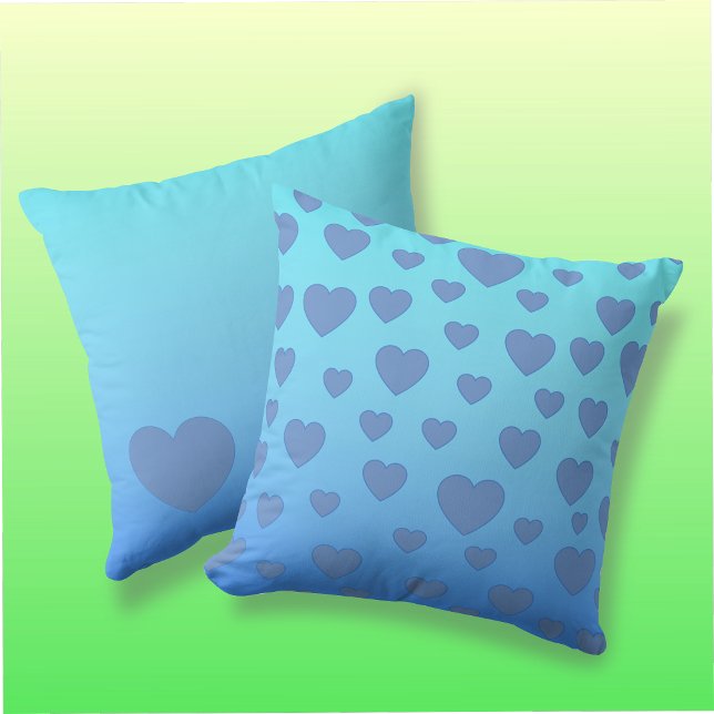 Blue and Turquoise Heart Throw Pillow (Creator Uploaded)