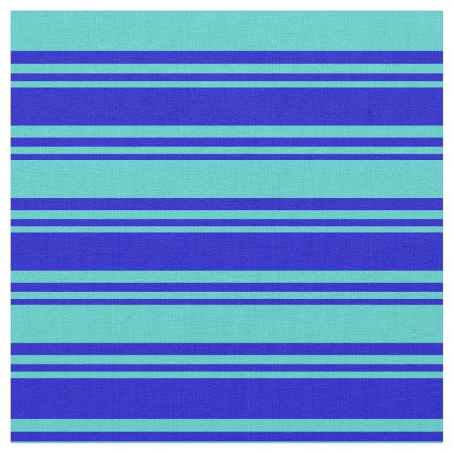 Blue and Turquoise Lines/Stripes Pattern Fabric (Close Up)
