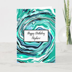 Blue and Turquoise Marble  Nephew Birthday Card
