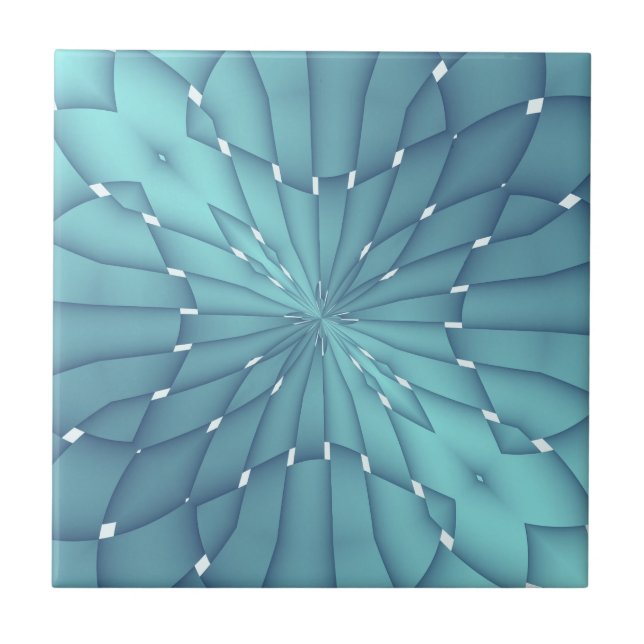 Blue and Turquoise Metallic Star Ceramic Tile (Front)