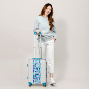 Blue and Turquoise Multilingual Thank You Luggage