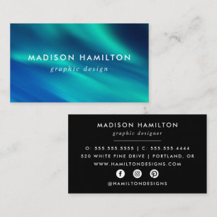Blue and Turquoise Northern Lights Business Card