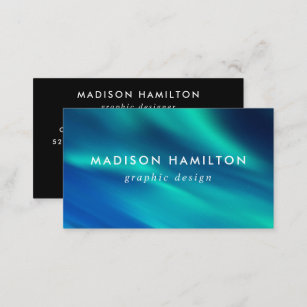 Blue and Turquoise Northern Lights Business Card