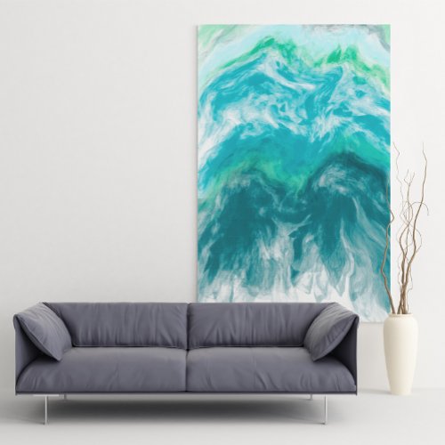 Blue and Turquoise Ocean Waves Digital Ar  Poster