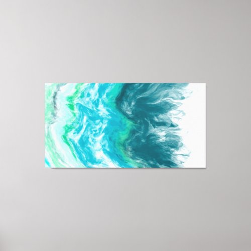 Blue and Turquoise Ocean Waves Digital Art Canvas Print