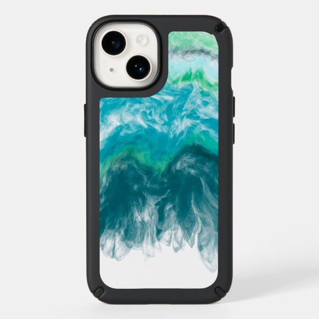 Blue and Turquoise Ocean Waves Digital Art Speck iPhone Case (Front)