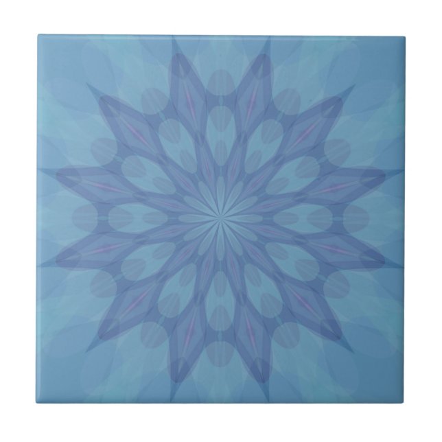Blue and Turquoise Pattern 2 Ceramic Tile (Front)