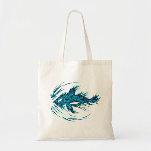 Blue and Turquoise Shark Tattoo Tote Bag
