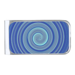 Blue and turquoise silver finish money clip