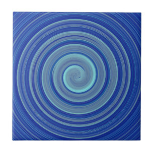 Blue and turquoise spiral ceramic tile