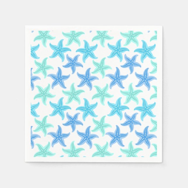 Blue and Turquoise Starfish Napkins (Front)