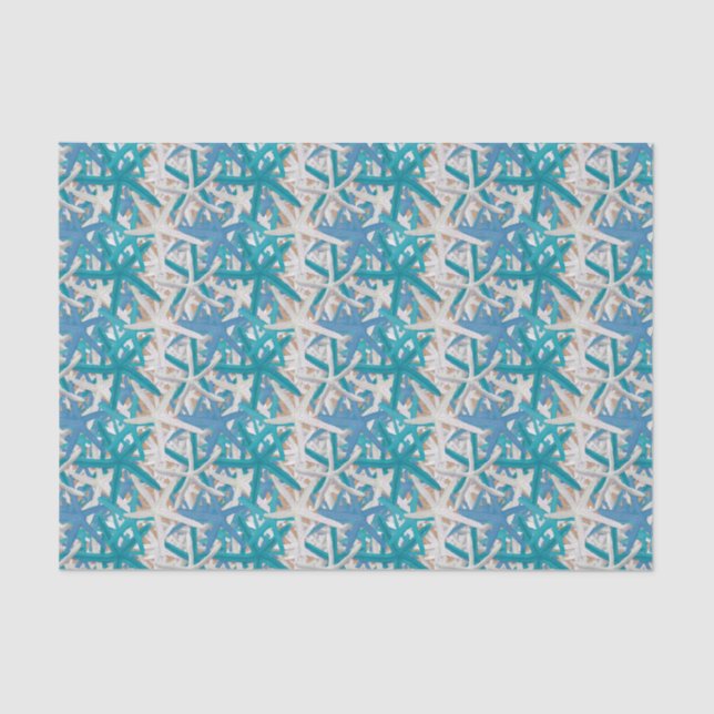 Blue and Turquoise Starfish Tissue Paper (Front)