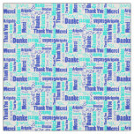 Blue and Turquoise Thank You Word Cloud Fabric