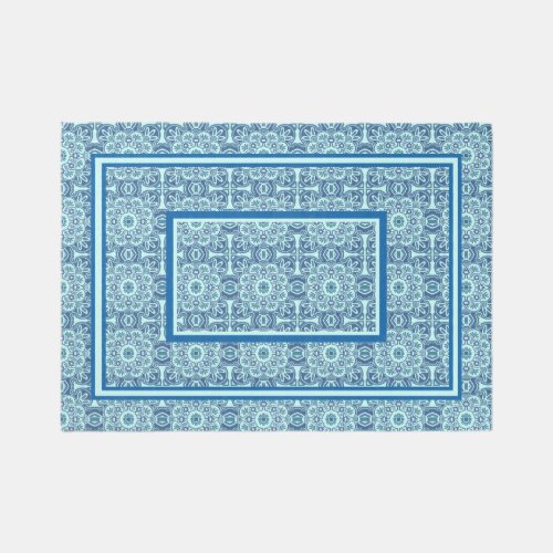  Blue and turquoise Tribal Rug