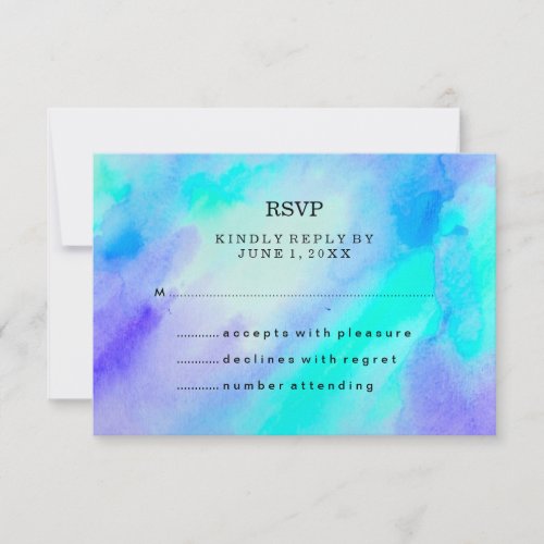 Blue and Turquoise Watercolor Look RSVP