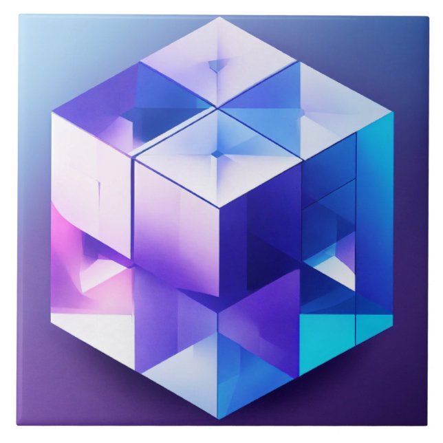 Blue and Violet 3D Ceramic Tile (Front)