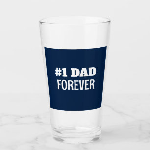 Blue and White #1 Dad Forever Father's Day Gift Glass