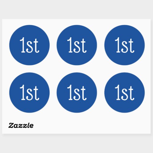  Blue and White 1st First Place Winner Award Classic Round Sticker