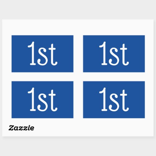  Blue and White 1st First Place Winner Award Rectangular Sticker