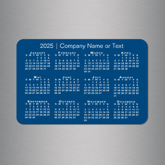Blue and White 2025 Calendar with Custom Text Magnet