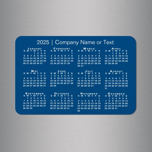 Blue and White 2025 Calendar with Custom Text Magnet