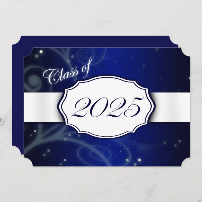 Blue and White 2025 Graduation Party Invitation (Front/Back)