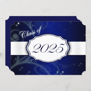 Blue and White 2025 Graduation Party Invitation