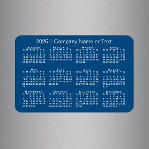 Blue and White 2026 Calendar with Custom Text Magnet