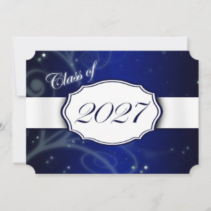 Blue and White 2027 Graduation Invitations
