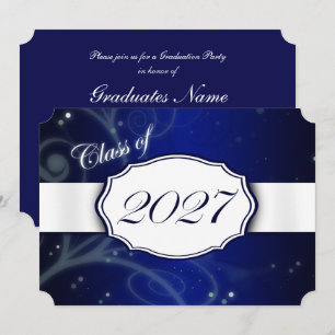 Blue and White 2027 Graduation Party Invitation