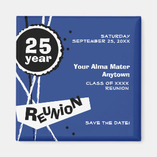 Blue and White 25 Year Class Reunion Magnet