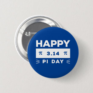 Blue And White 3.14 Happy Pi Day Button