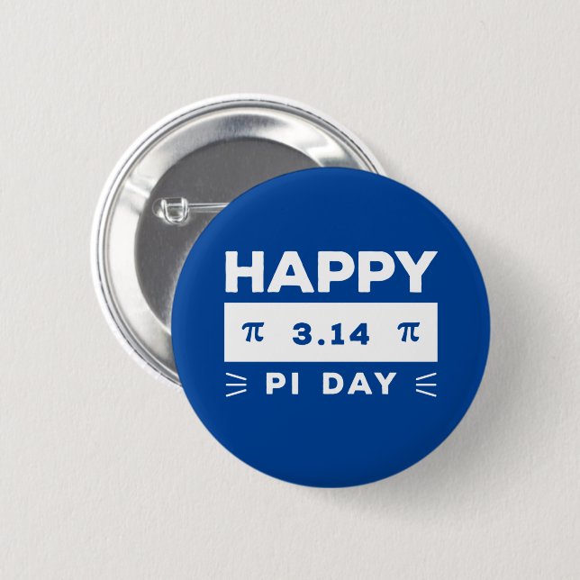 Blue And White 3.14 Happy Pi Day Button (Front & Back)