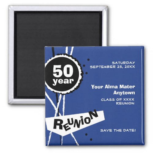 Blue and White 50 Year Class Reunion Magnet