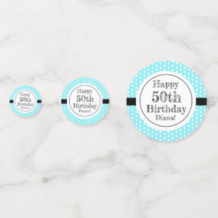 Blue And White 50th Birthday Polka Dots Confetti